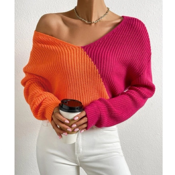 Cozy color block twist black sweater - Picture 6 of 6